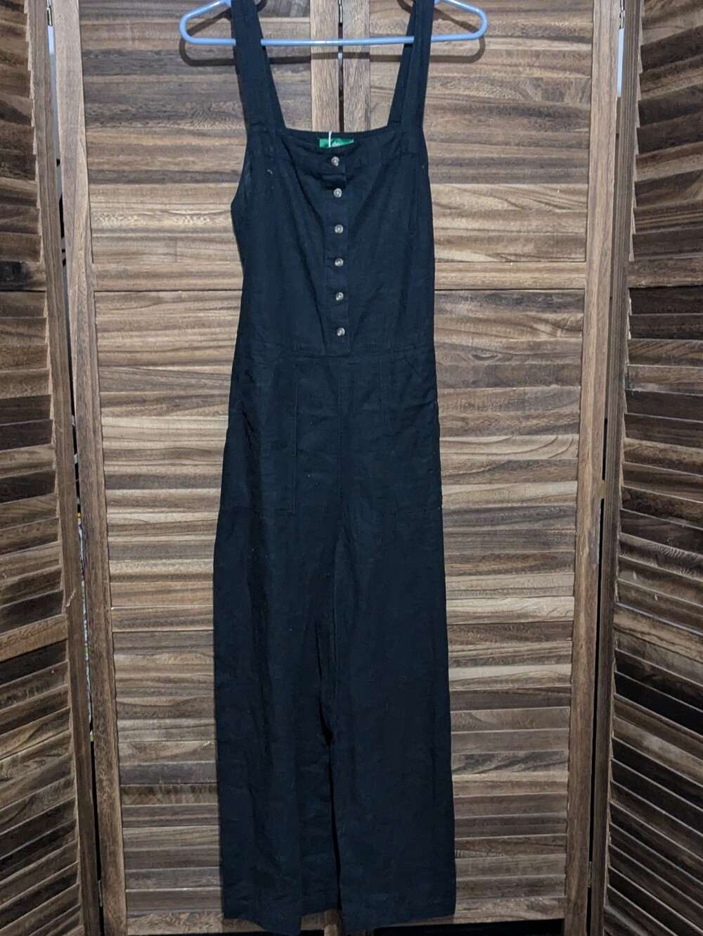 dip Black Button-Front Wide-Leg Jumpsuit